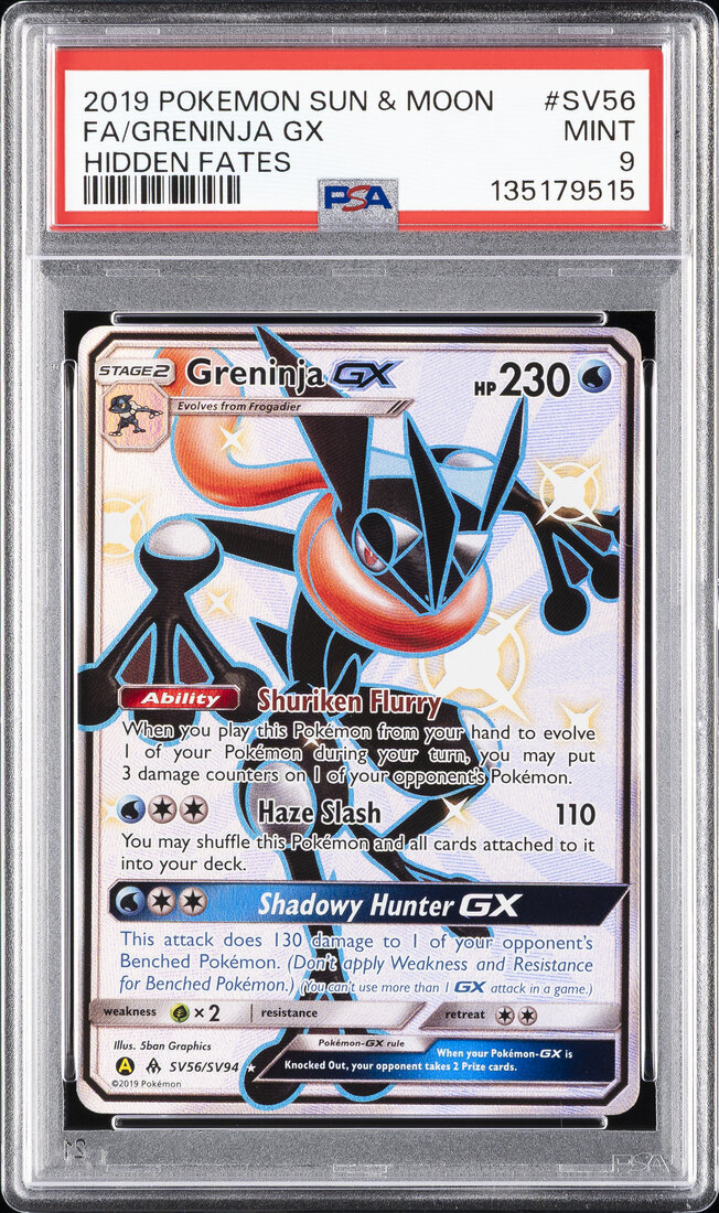 2019 #SV56 Full Art/Greninja GX PSA 9 Sun & Moon Hidden Fates Pokemon