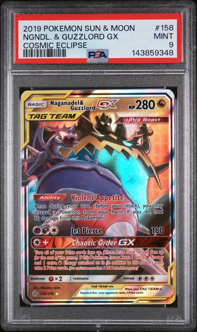 2019 #158 Naganadel & Guzzlord GX PSA 9 Sun & Moon Cosmic Eclipse Pokemon