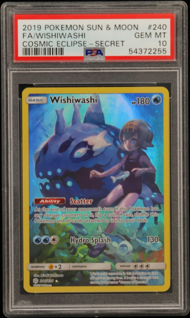 2019 #240 Full Art/Wishiwashi PSA 10 Sun & Moon Cosmic Eclipse
