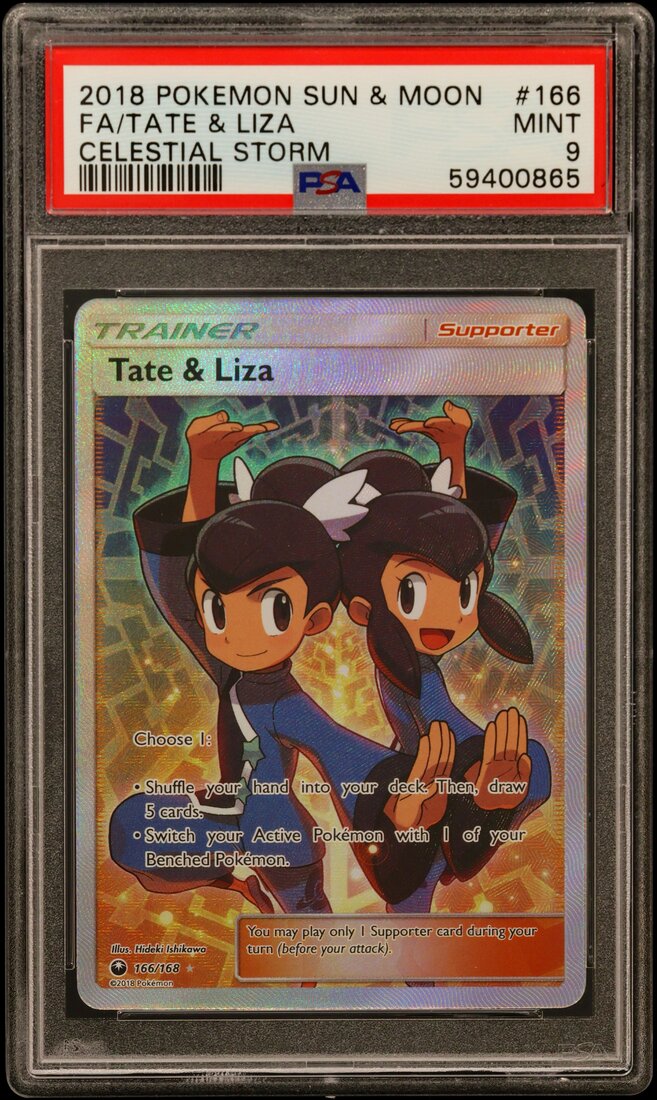 2018 #166 Full Art/Tate & Liza PSA 9 Sun & Moon Celestial Storm
