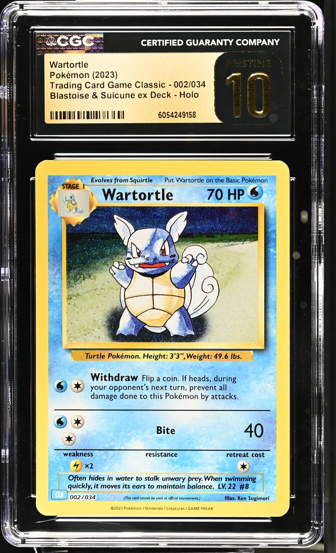 2023 #002 Wartortle CGC 10 Pristine Trading Card Game Classic - CLV, CLC, CLB - English