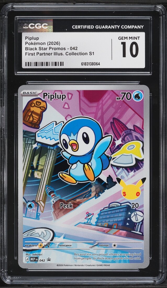 2026 #42 Piplup CGC 10 Pokemon Mega Evolution Promo First Partner Illustration Full Art