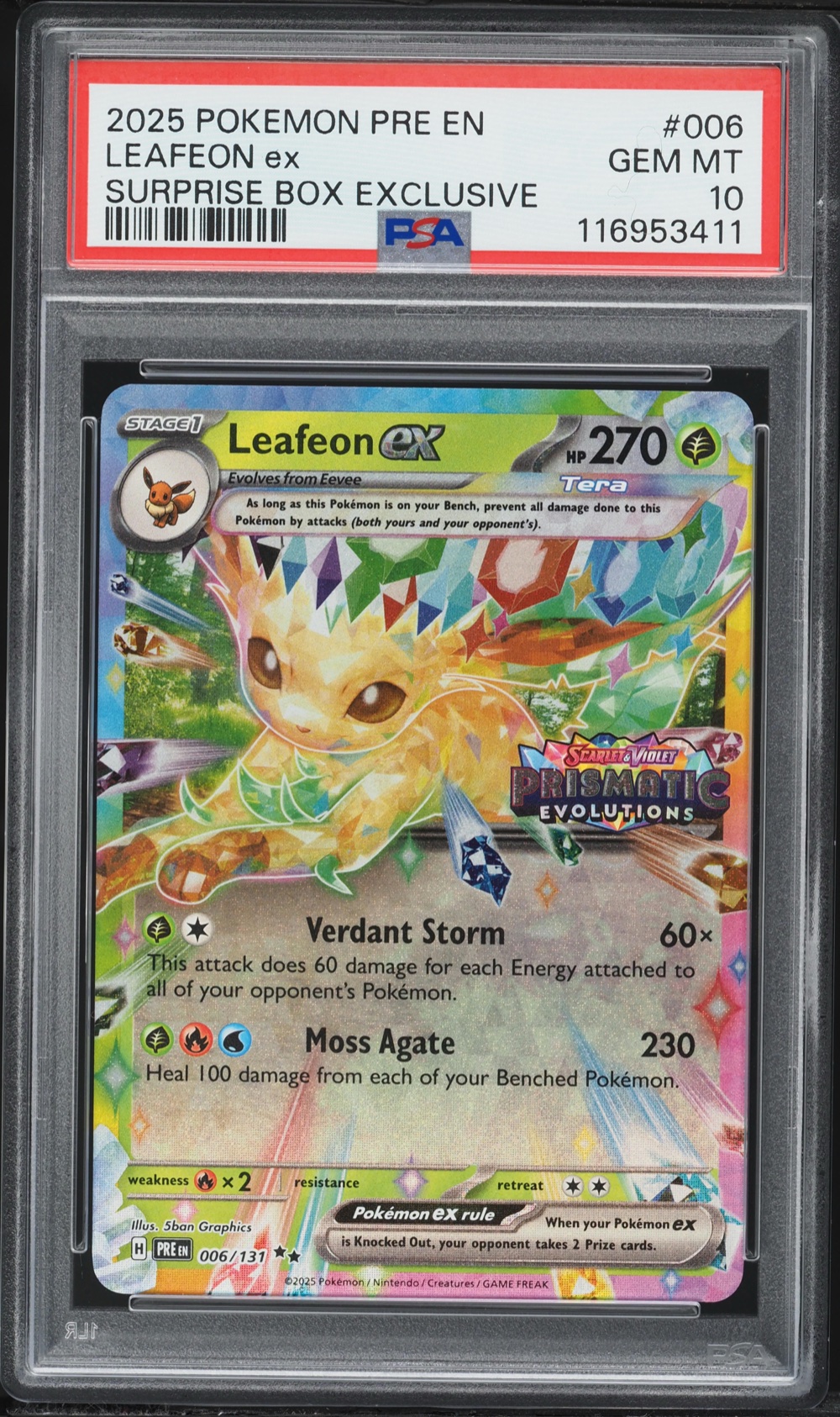 2025 #006 Leafeon EX PSA 10 Pre EN-Prismatic Evolutions Pokemon