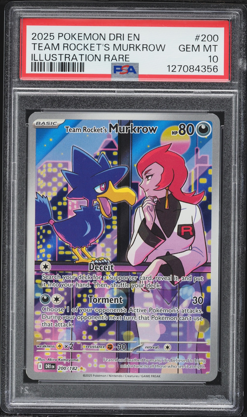 2025 #200 Team Rocket's Murkrow PSA 10 Dri EN-Destined Rivals Pokemon