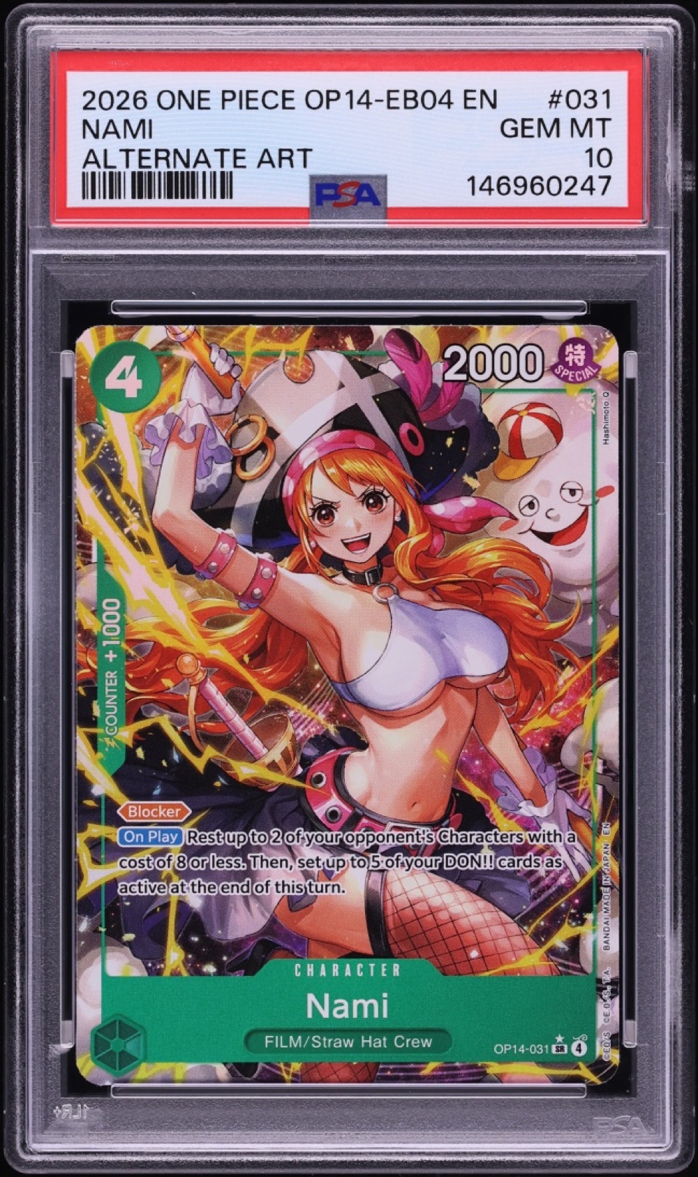 2026 #OP14-031 Nami PSA 10 One Piece The Azure Sea's Seven SR Alt Art