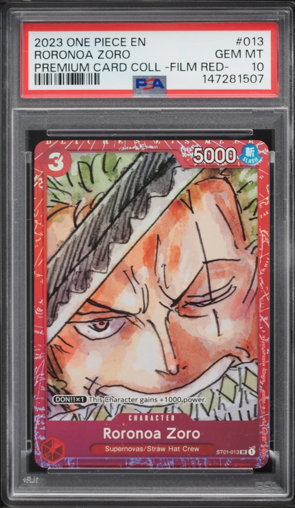 2023 #ST01-013 Roronoa Zoro PSA 10 One Piece Premium Collection Film Red SR