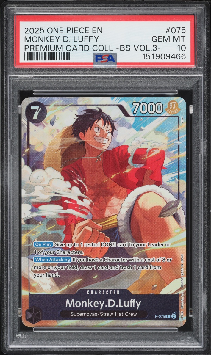 2025 #075 Monkey D. Luffy PSA 10 One Piece Premium Best Selection Vol. 3